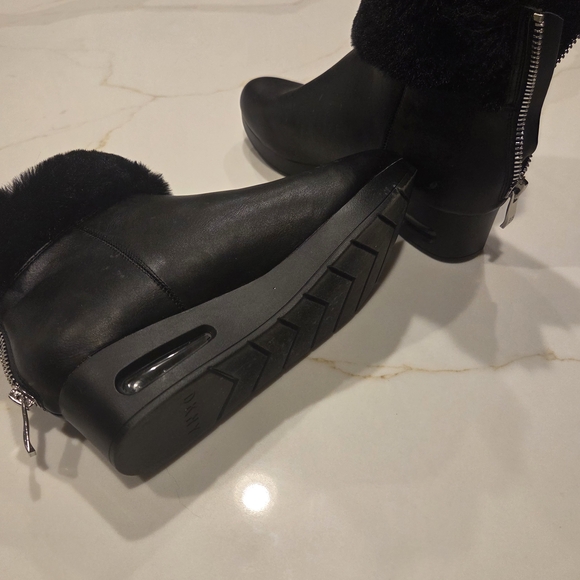 DKNy Black Fur-Trimmed Ankle Boots - Picture 3 of 4